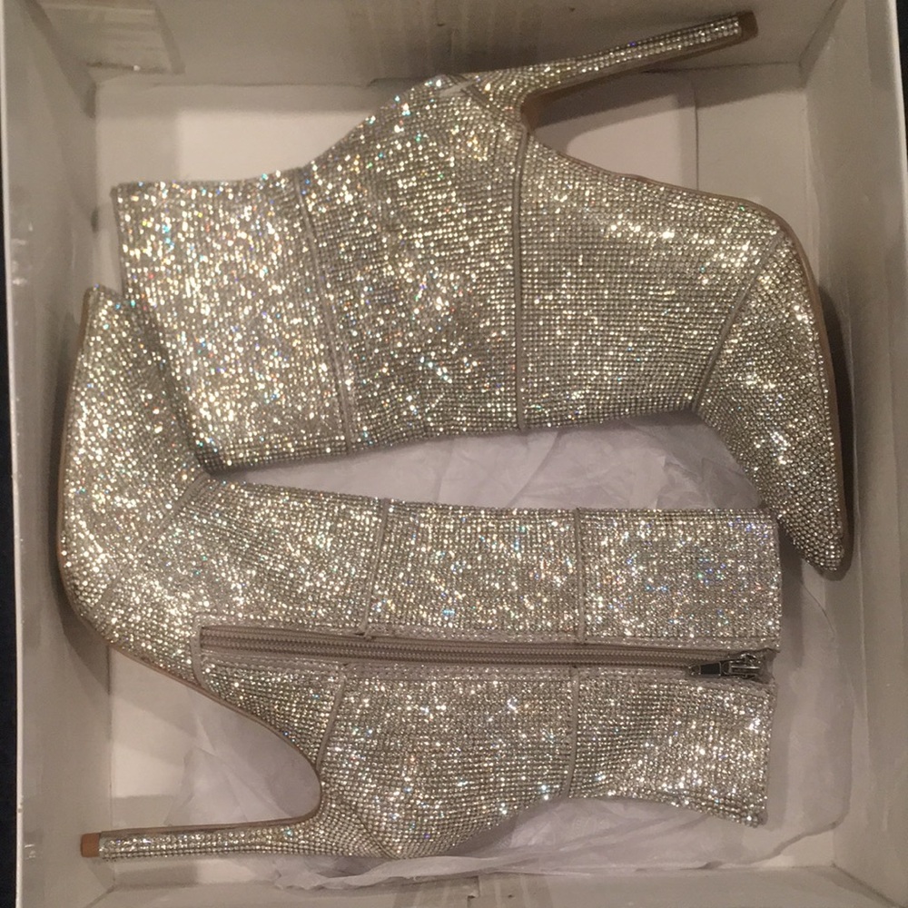Steve Madden Sparkling Silver Ankle Boots